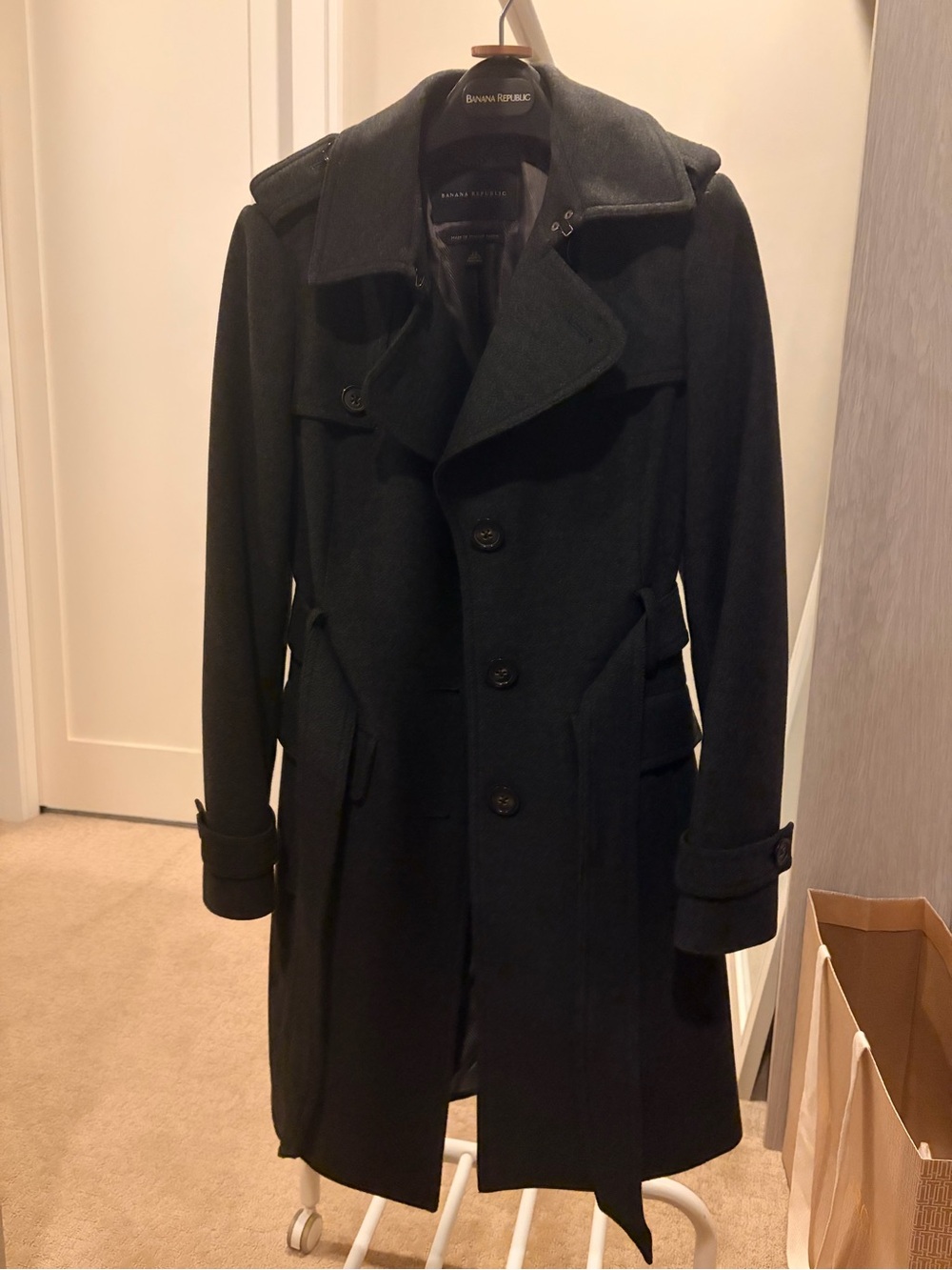 Banana Republic Women’s Dark Gray/Olive Green Wool Pea Coat